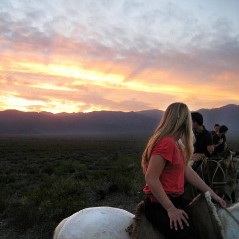 Student in front of sunset in Argentina